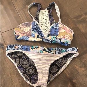 Maaji floral white crochet racerback bikini